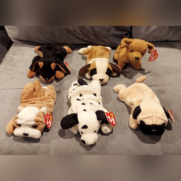 NWT TY TOYS BEANIE BABY 6 DOG BUNDLE ORIGINAL 1996 RETIRED VINTAGE COLLECTIBLES - Picture 3 of 11